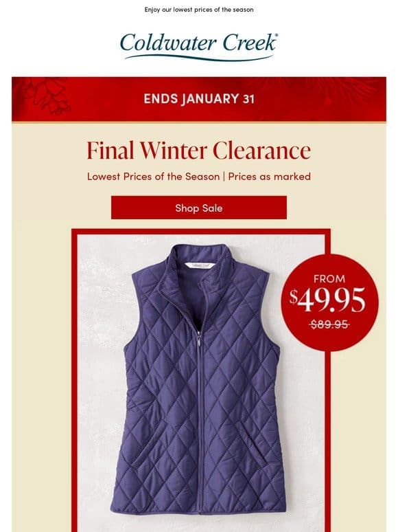 Final Winter Clearance IS ON!