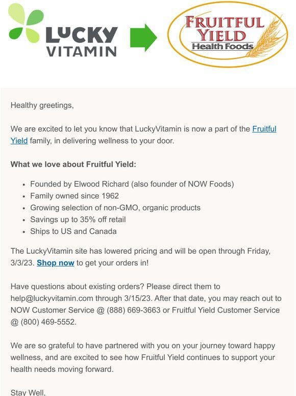 Final day to shop at LuckyVitamin!