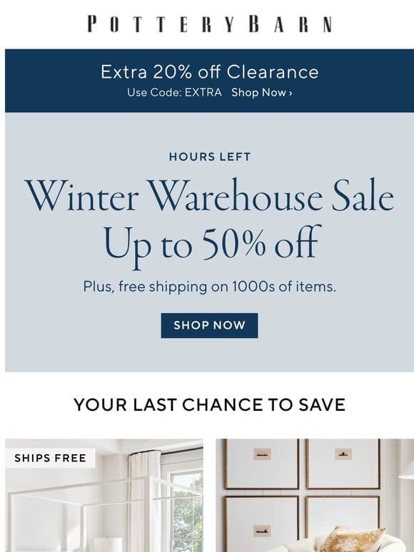 Final hours for Winter Warehouse savings!