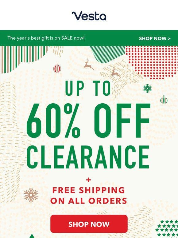 Flash Sale: Up to 60% off Clearance