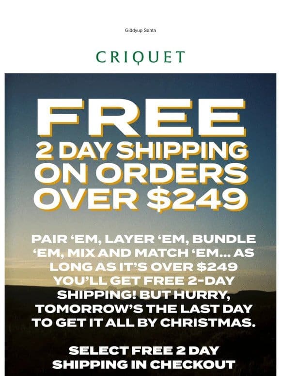 Free 2-Day Shipping on Orders 249+