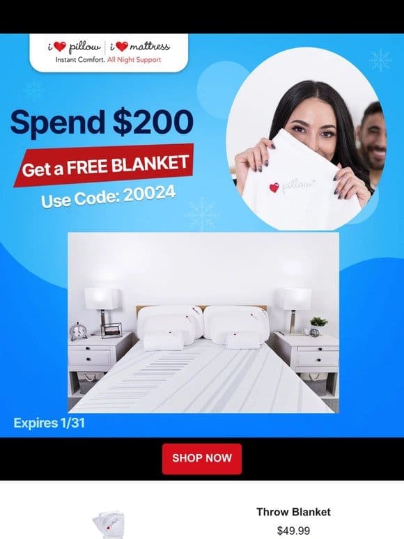 Get a FREE Blanket when you spend $200!