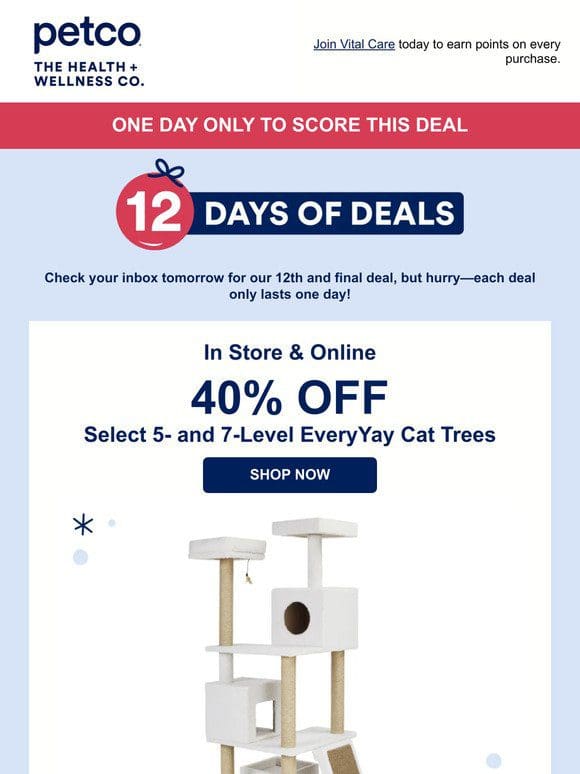 Go big with 40% OFF 5- and 7-level cat trees.