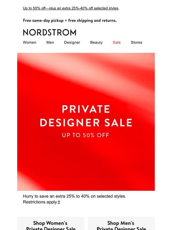 Going fast: Private Designer Sale