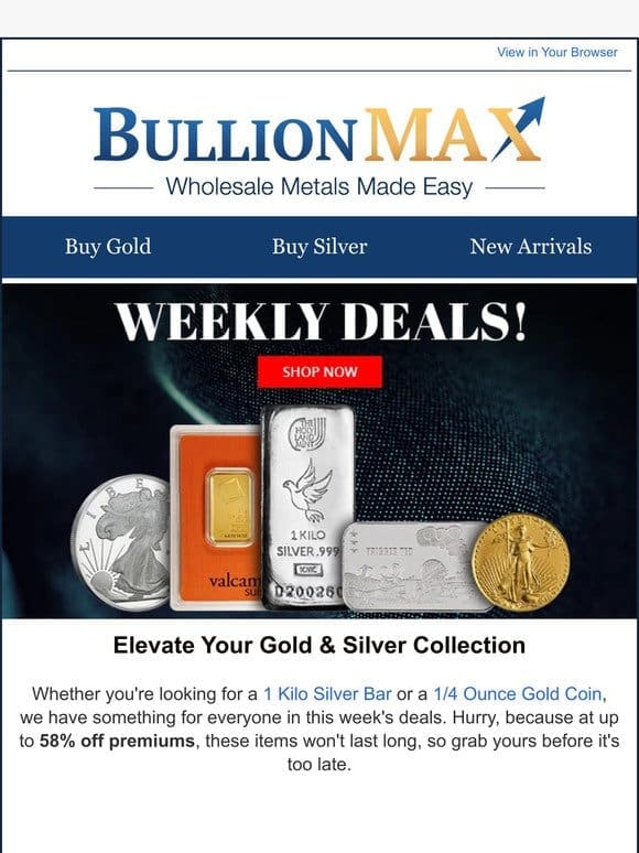 Grab Up To 58% Off Premiums on Silver and Gold