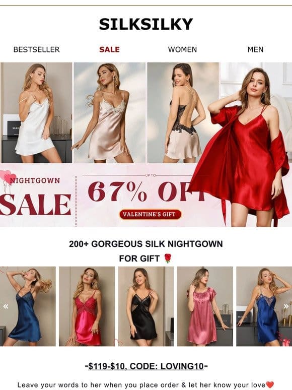 HALF PRICE GORGEOUS SILK NIGHTGOWN FOR HER.
