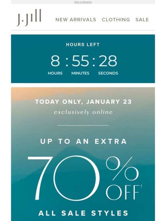 HOURS LEFT: up to an extra 70% off all sale styles.