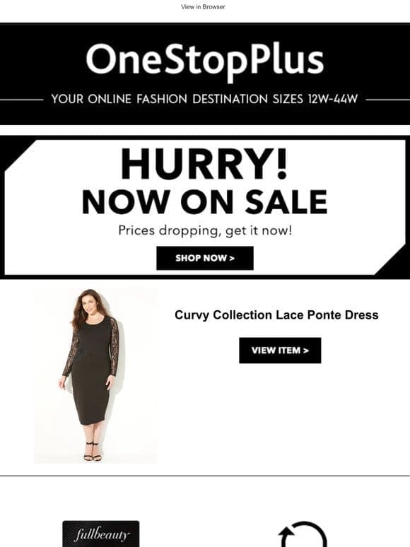 [!] HURRY， price JUST dropped on the Curvy Collection Lace Ponte Dress you love [!]