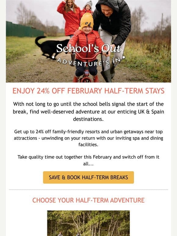 Half-Term Adventures Await with 24% Off  ‍ ‍ ‍ ️