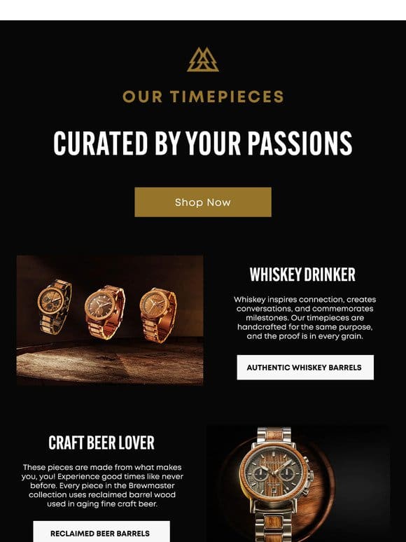 Handcrafted Timepieces inspired by your passions