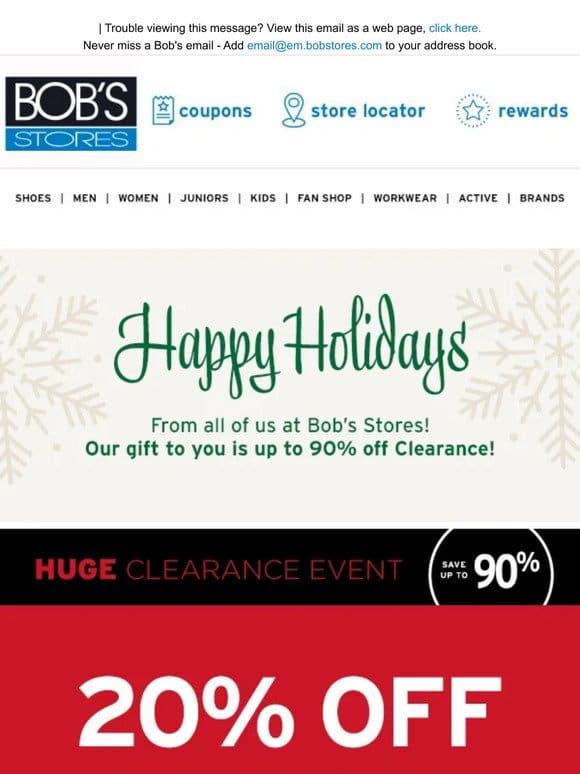 Happy Holidays! Our gift to you is up to 90% OFF Clearance!