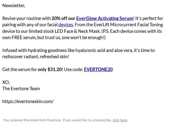 Hello again! 20% Off EverGlow Serum Inside