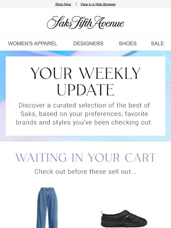 Here’s your weekly update: don’t forget your Derek Lam 10 Crosby item & more