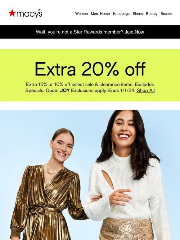 Hey， you look like you could use an extra 20% off!