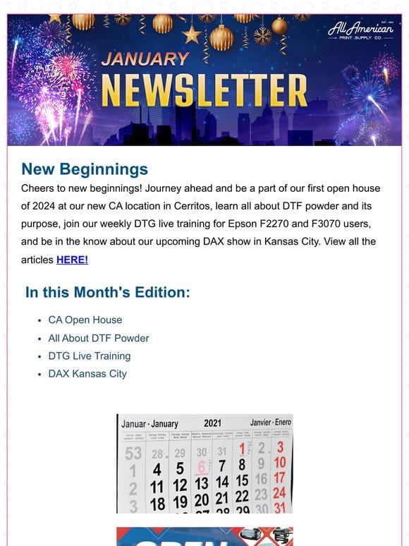 Hi Valued Customer， January Newsletter is Here!  ️ | AA Print Supply Co