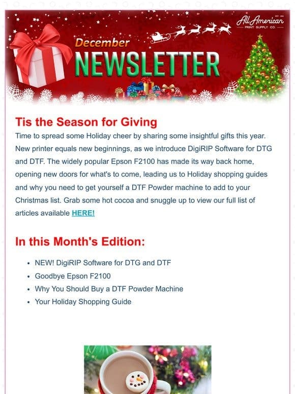 Hi Valued Customer，  ☃️December Newsletter is Here!  ️ | AA Print Supply Co