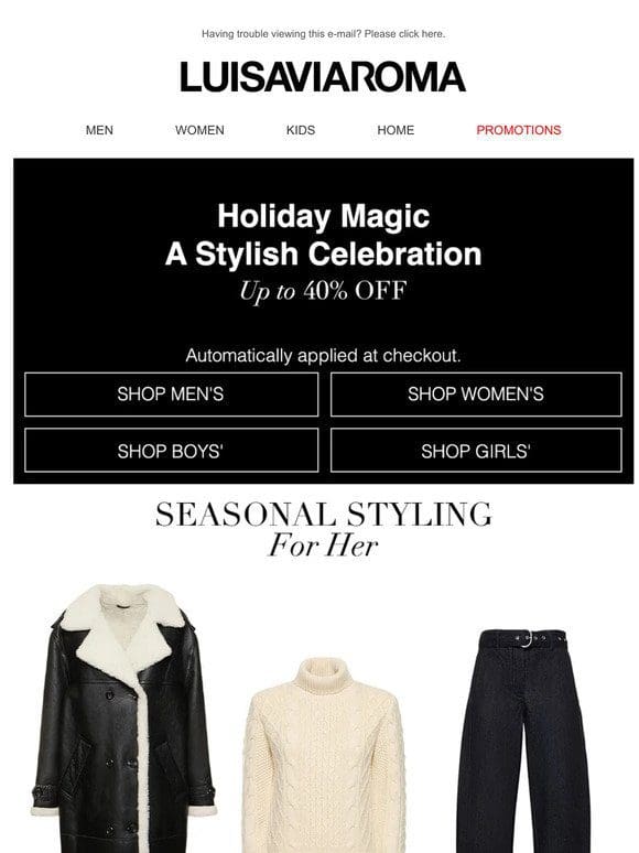 Holiday Season: Up to 40% Off