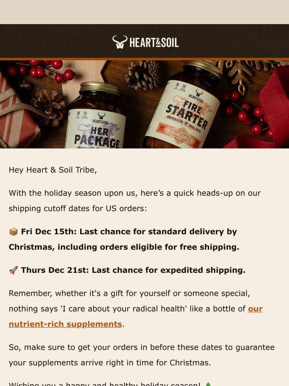 Holiday Shipping Cutoff Dates