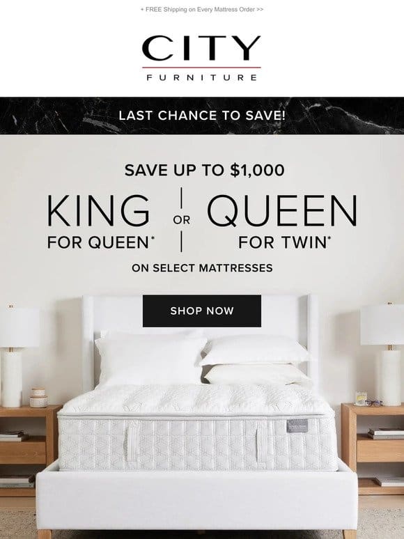 Hours Left: King Mattress → Queen Price