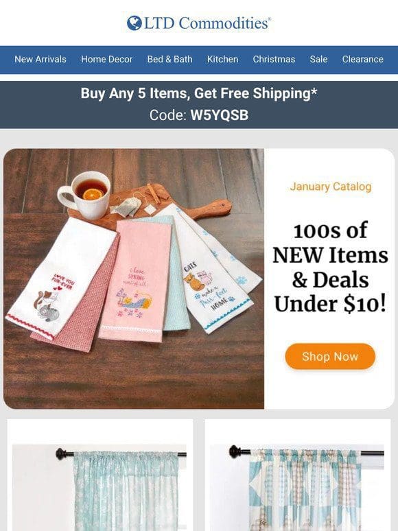 Hurry! Buy 5 Items， Get Free Shipping! 100s NEW Items