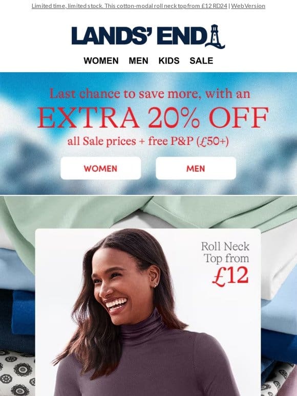 Hurry: EXTRA 20% OFF Sale + Free P&P!