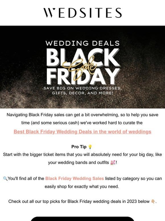 Hurry! The best   Black Friday Wedding deals are right here