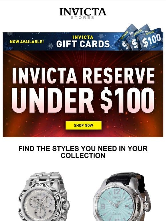 Invicta Reserve UNDER $100 Shop NOW❗
