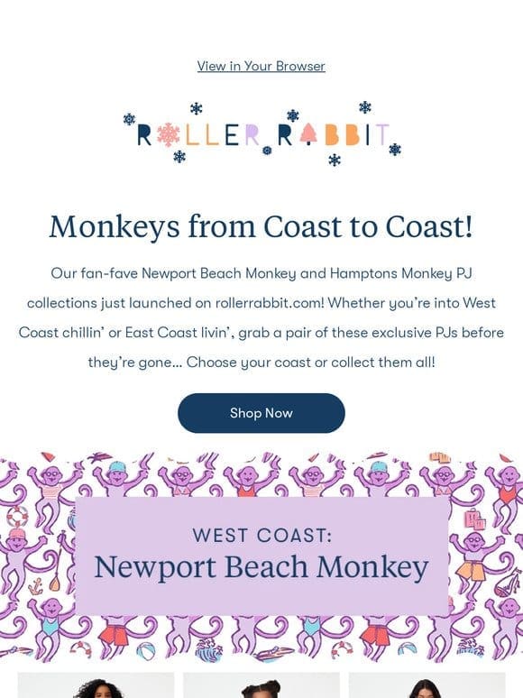 JUST IN: Newport Beach Monkey and Hamptons Monkey PJs