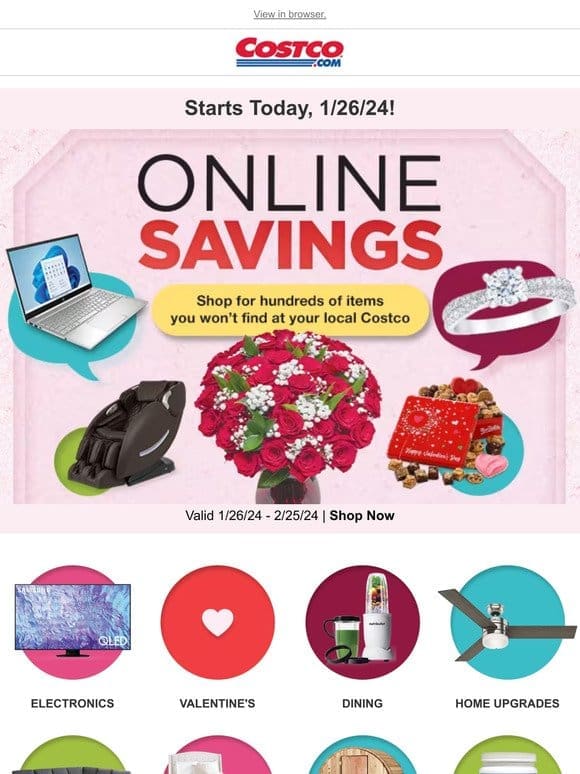 Just Dropped! February Online Savings Start TODAY， 1/26/24!