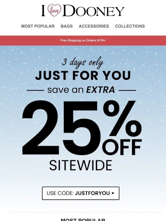 Just For You: Extra 25% Off!