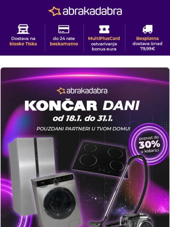 KONČAR DANI: do -30% u košarici na hladnjake， perilice， sušilice| BEST DEALS televizora