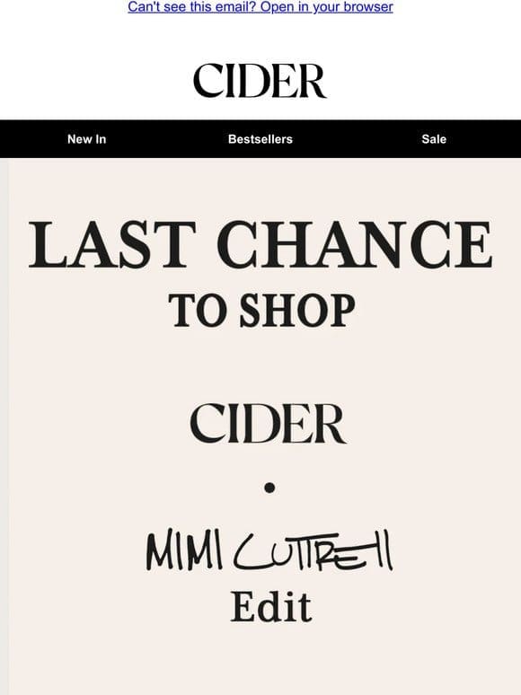 LAST CHANCE TO SHOP MIMI X CIDER!!!⭐