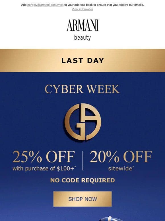 LAST DAY: UP TO 25% OFF ENDS TONIGHT