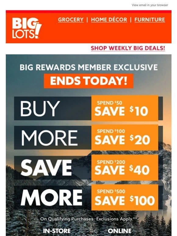 LAST DAY for Buy More， Save More!