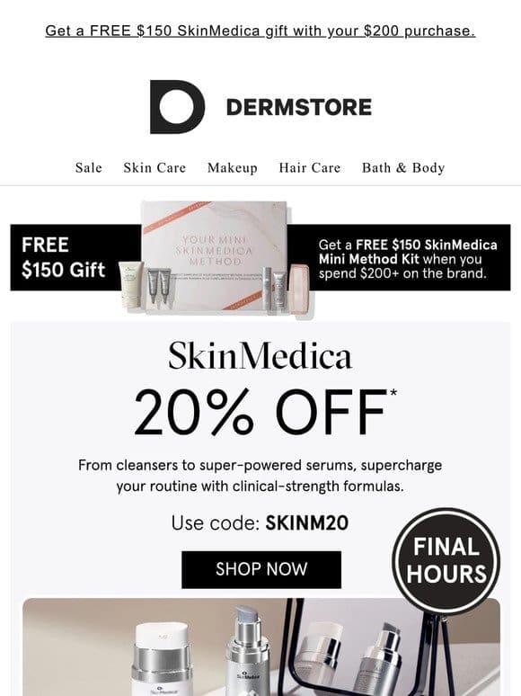 LAST HOURS: 20% off SkinMedica