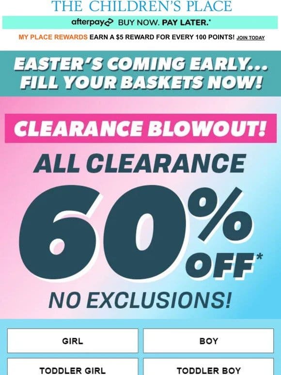 LIMITED TIME: 60% off ALL Clearance BLOWOUT!