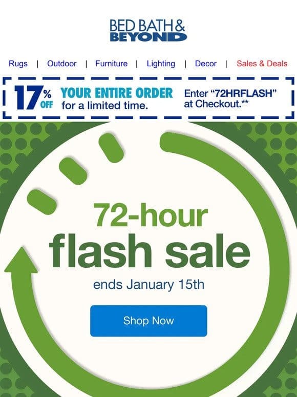 Last Chance for 17% off at Our 72-Hour Flash Sale ⏰