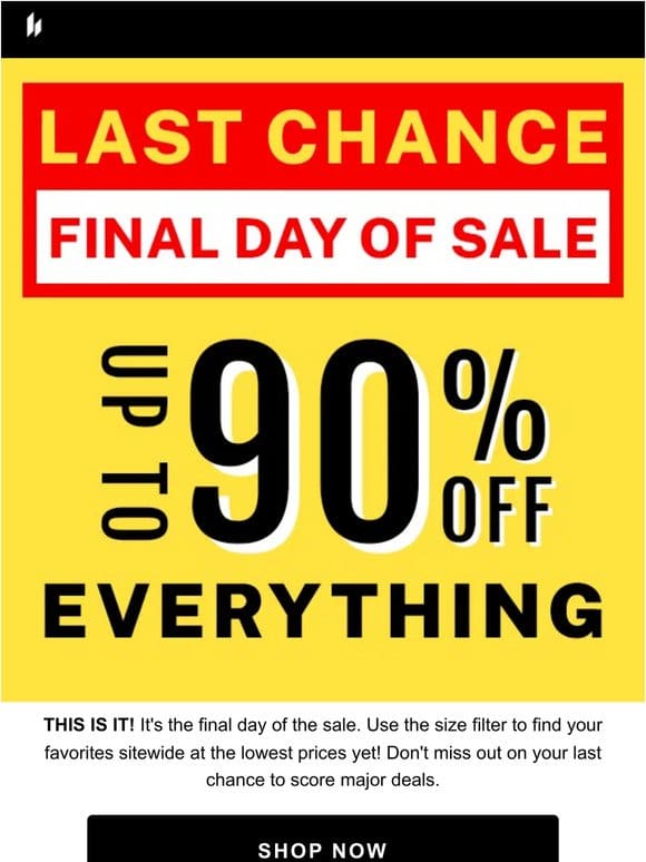 Last Chance to Save – Site Closing Today!