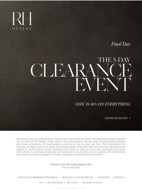 Last Chance to Save at the 5-Day Clearance Event