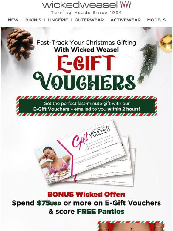 Last-Minute Gifting? E-Gift Vouchers + Bonus FREE Panties!