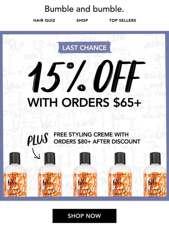 Last chance at 15% off   (don’t walk， run.)