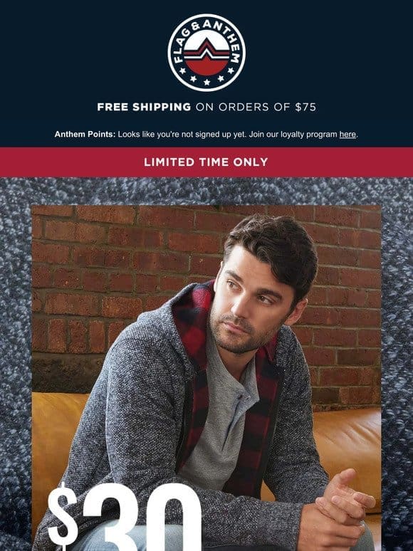 Limited Time: $30 SWEATERS & PULLOVERS