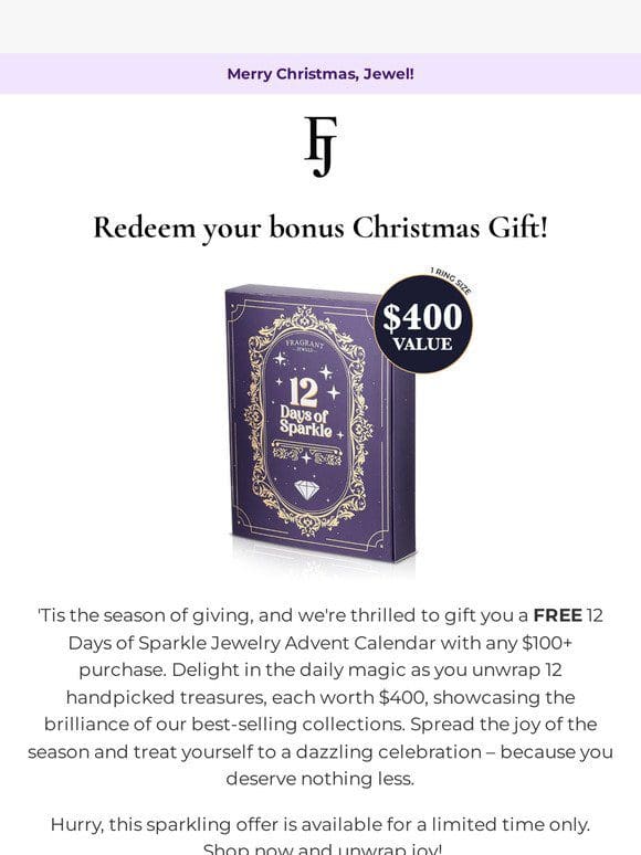 Limited Time Offer: FREE Jewelry Advent Calendar