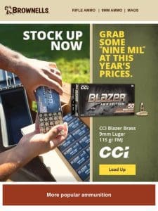 Load up on CCI Blazer Brass 9mm ammo!