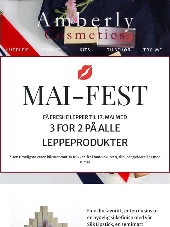 Mai-fest med 3 for 2 på leppeprodukter