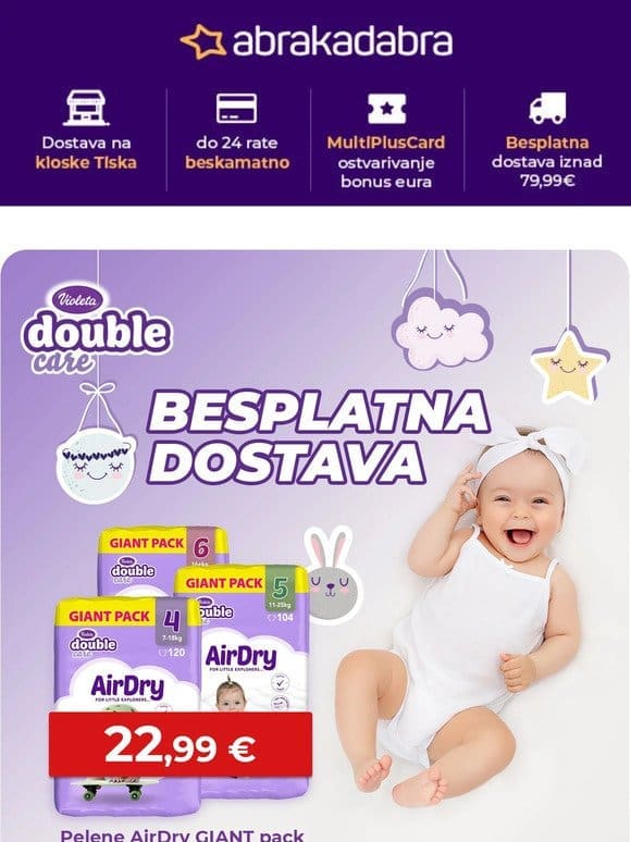 Manje od 24h za vikend akcije!   Besplatna dostava Violeta pelena