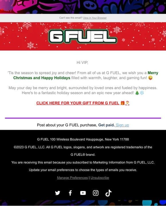 Merry Christmas and Happy Holidays from G FUEL!