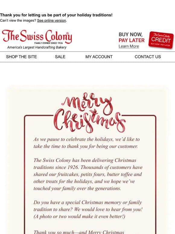 Merry Christmas from The Swiss Colony