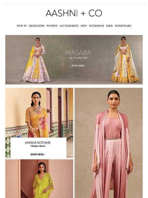 Modern glam in eye-catching hues! Bridal wear， resort styles & more.