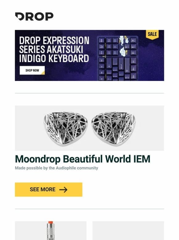 Moondrop Beautiful World IEM， Binepad Pixie Macropad， KLC Nori Spring Rider Keyboard and more…